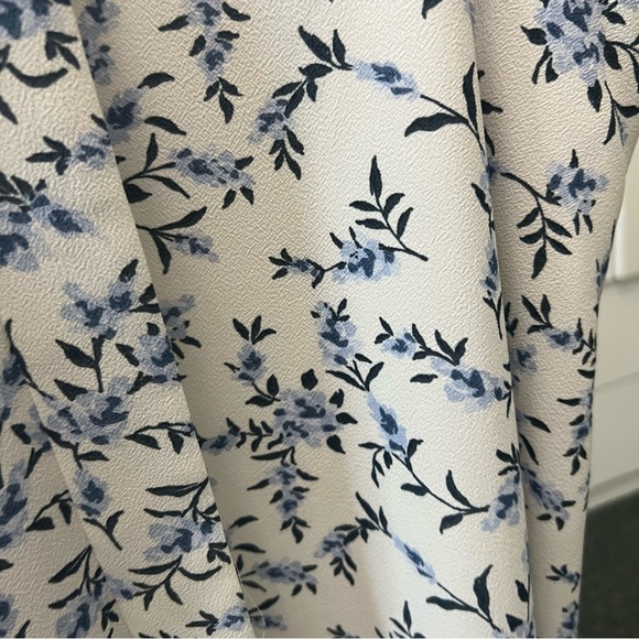 1. SLATE Blue & White Floral Sleeveless Ruffle Midi Modest Dress V-Neck Sz 8 - Picture 12 of 16